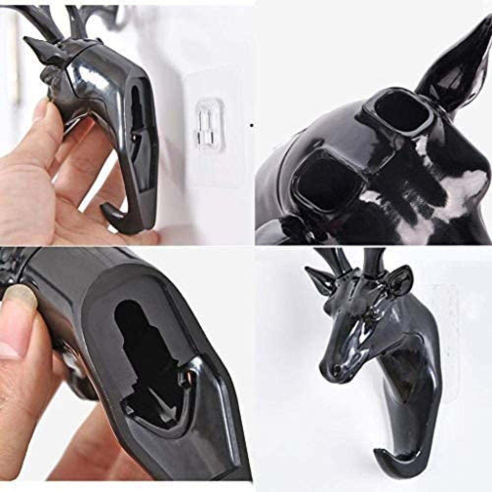ROYAL EAGEL Deer Head Self Adhesive Wall Door Hook Hanger for Bag Keys, Sticky Hook (Pack of 1)