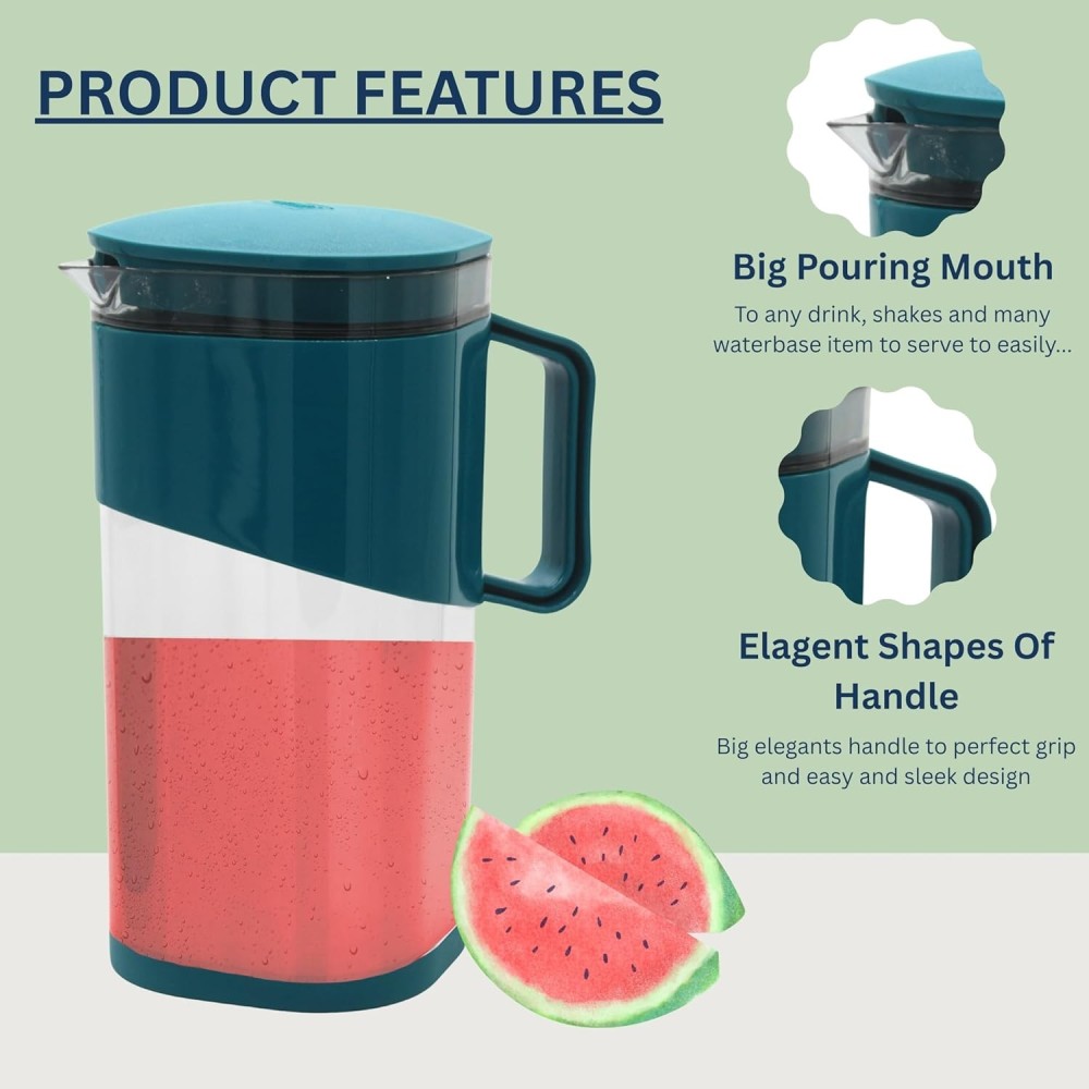 ROYAL EAGLE Plastic Ravish Jug with Lid | Water Jug for Dining Table & Kitchen | Ideal for Serving Ice Tea, , Mocktails, Cocktails & Beverages | Stylish BPA-Free Pitcher– 1800 ml