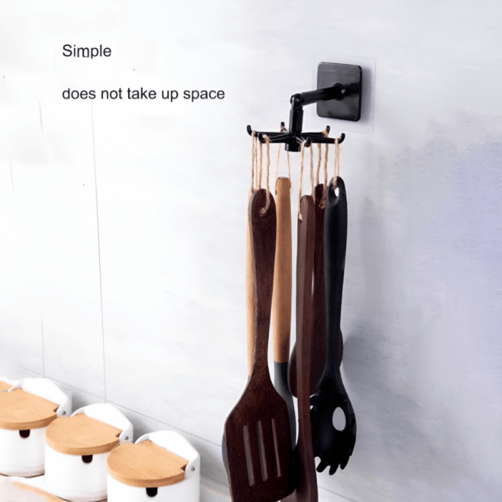 ROYAL EAGLE Multi-Purpose 360° Rotating Self-Adhesive Key Holder Hook | Wall Mounted Organizer for Keys, Bags, Utensils | No-Drill Heavy Duty Hook (White, Set of 2)