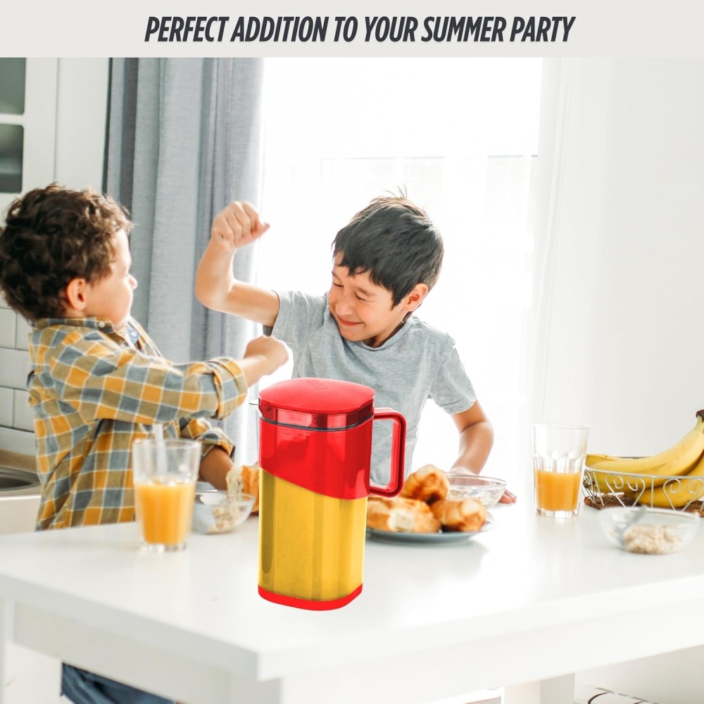 ROYAL EAGLE Plastic Jug with Lid | Red Water Jug for Dining Table | Ideal for Ice Tea, , Cocktails, Mocktails & Beverages | Stylish & Durable Pitcher for Home or Party Use – 1800 ml