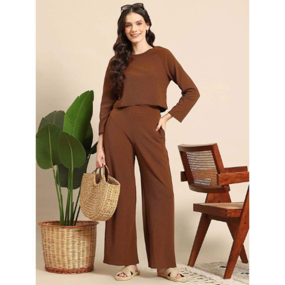 Woman Stylish Cotton Blend Round Neck Co-ords Set ( pack of 1 )