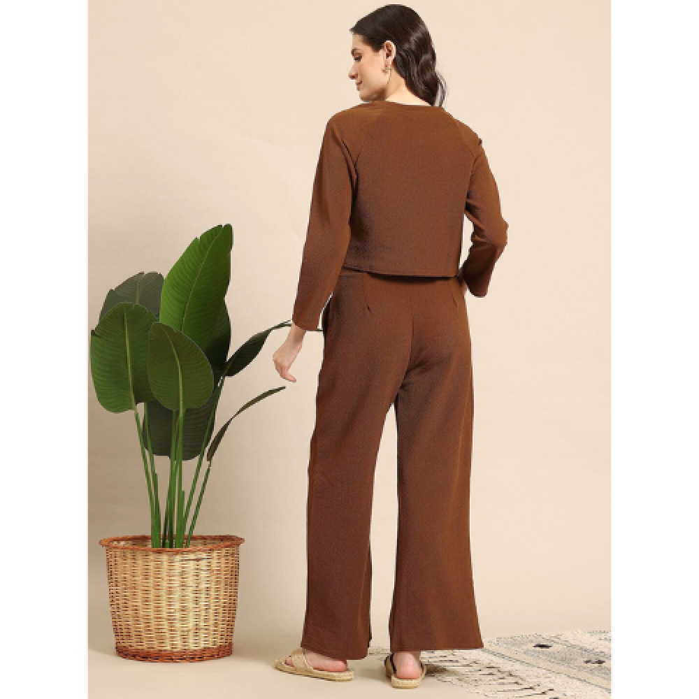 Woman Stylish Cotton Blend Round Neck Co-ords Set ( pack of 1 )