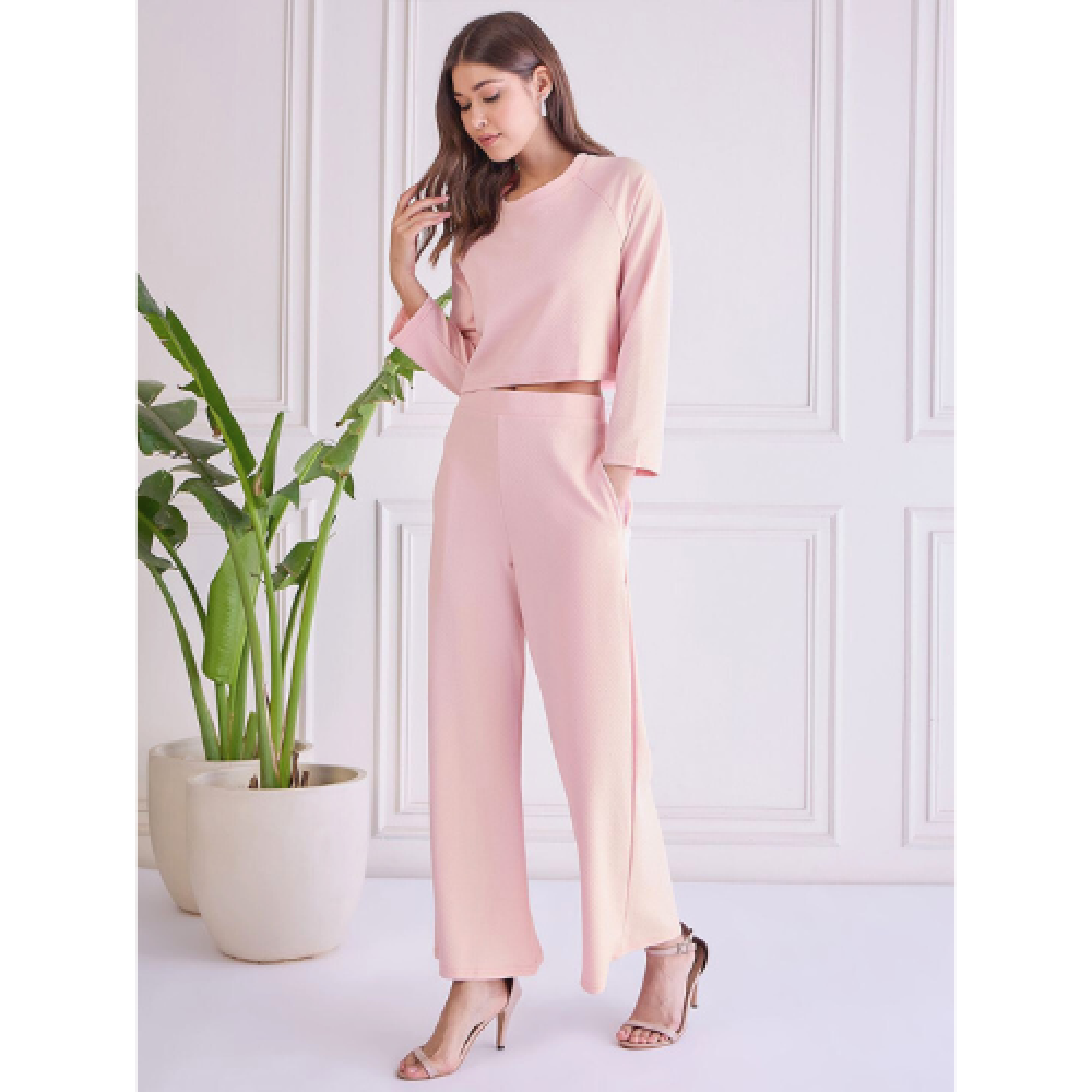 Woman Stylish Cotton Blend Round Neck Co-ords Set ( pack of 1 )