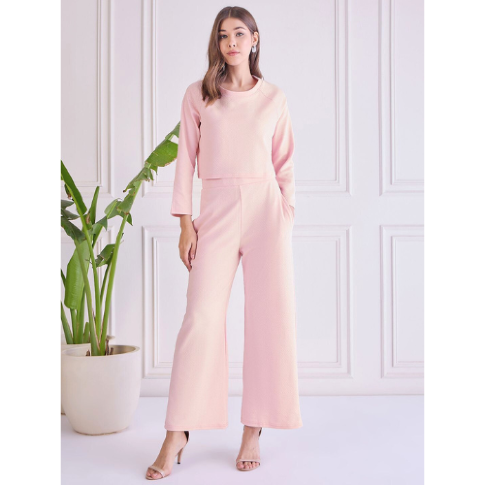 Woman Stylish Cotton Blend Round Neck Co-ords Set ( pack of 1 )