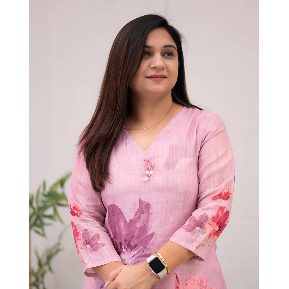 Women's Chanderi Cotton Straight Printed Kurta with Pant
