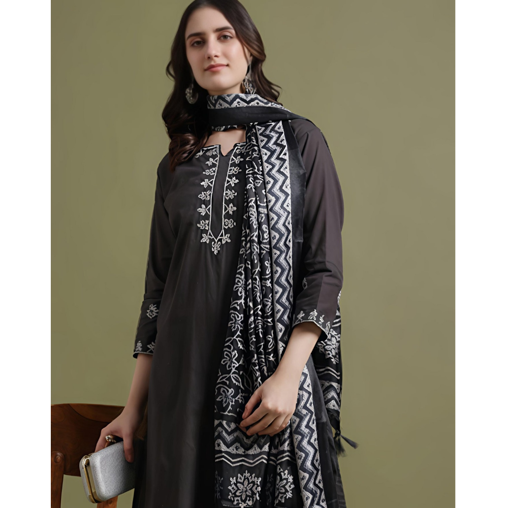 Women's Embroidered Vertigen Anarkali Kurta with Dupatta (Pack of 1)