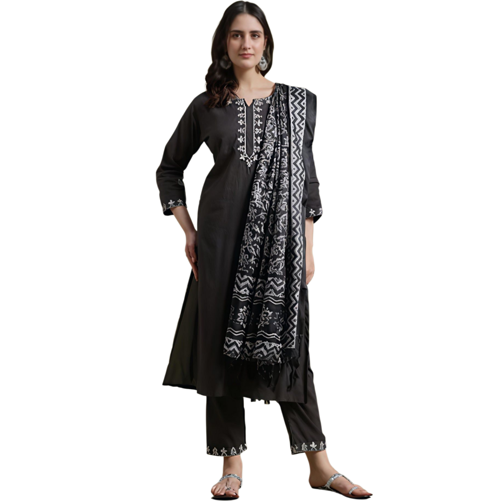 Women's Embroidered Vertigen Anarkali Kurta with Dupatta (Pack of 1)