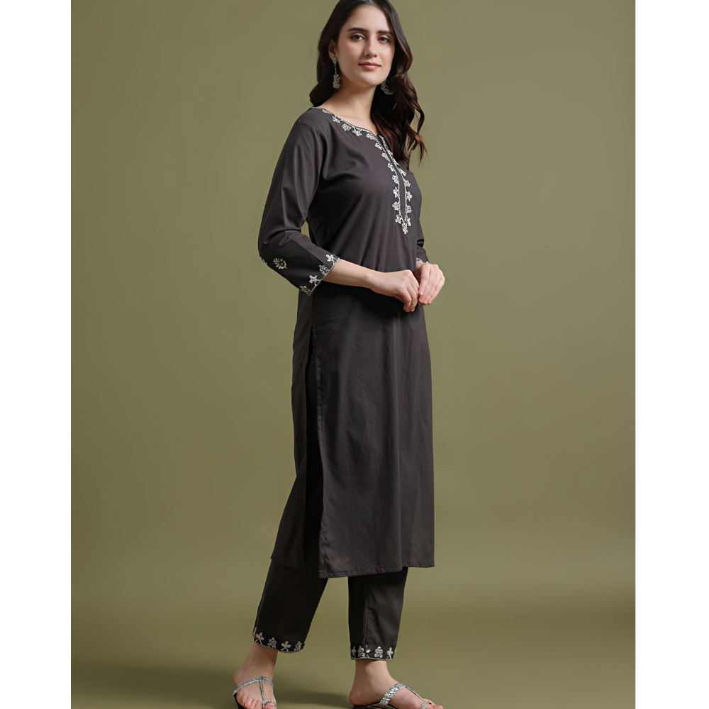 Women's Embroidered Vertigen Anarkali Kurta with Dupatta (Pack of 1)