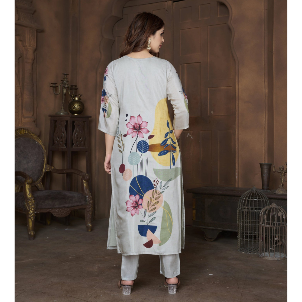 Tasser Cream Suits With Handwork In Muslin Blends Fabrics for Women (Pack of 1)